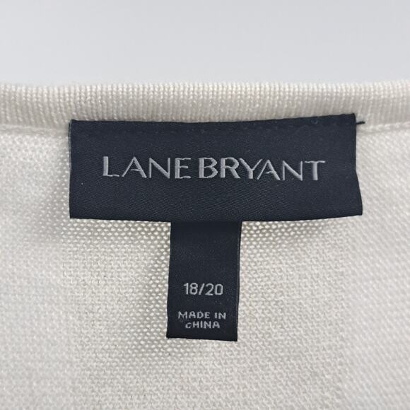 Lane Bryant Sweater Plus 18/20 Stripe Metallic Dolman Sleeve Pullover White Gold - Picture 2 of 6